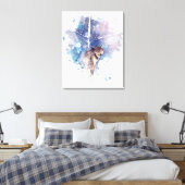 Aquarell Grauer Wolf Wildnis Leinwanddruck (Insitu (Schlafzimmer))