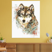 Aquarell Grauer Wolf Wildnis Leinwanddruck (Insitu (Wohnzimmer))