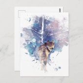 Aquarell Grauer Wolf Wildnis Postkarte (Vorne/Hinten)