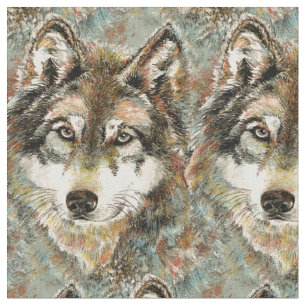 Aquarell Grauer Wolf Wildnis Stoff