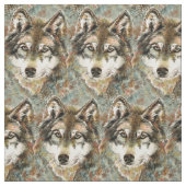 Aquarell Grauer Wolf Wildnis Stoff (Muster)