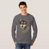 Aquarell Grauer Wolf Wildnis T-Shirt (Vorne ganz)