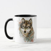 Aquarell Grauer Wolf Wildnis Tasse (Links)