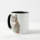 Aquarell Grauer Wolf Wildnis Tasse (Vorderseite Links)