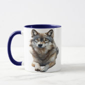 Aquarell Grauwolf Tasse (Links)
