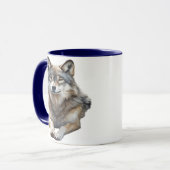 Aquarell Grauwolf Tasse (Vorderseite Links)