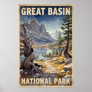 Aquarell Great Basin National Park Retro Poster