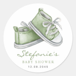 Aquarell Green Baby Hinterns Babydusche Runder Aufkleber