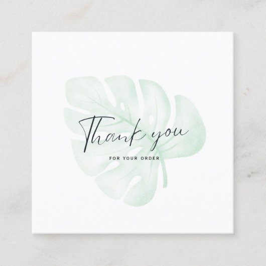 Aquarell Green Pflanze Vielen Dank Quadratische Visitenkarte (Vorderseite)