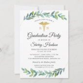 Aquarell Greenerge Gold RN Pflege Abschluss Einladung (Vorderseite)