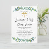 Aquarell Greenerge Gold RN Pflege Abschluss Einladung (Stehend Vorderseite)