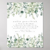 Aquarell Greenery Audio Gästebuchunterschrift Poster (Vorne)