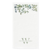 Aquarell Greenery Monogram Paper Handtücher