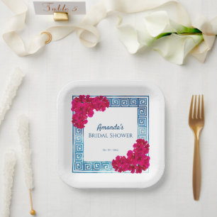 Aquarell Griechische Eleganz + Rosa Brautparty Pappteller