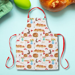 Aquarell Griechische Osternahrung und rote Eier Schürze