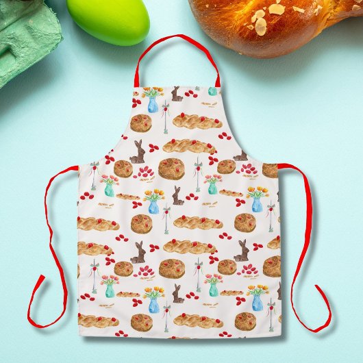 Aquarell Griechische Osternahrung und rote Eier Schürze