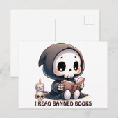 Aquarell Grill Sensenmann Buchhandlung Postkarte (Vorne/Hinten)