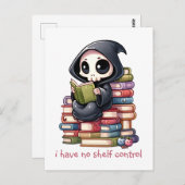 Aquarell Grill Sensenmann Buchhandlung Postkarte (Vorne/Hinten)