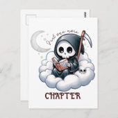 Aquarell Grill Sensenmann Buchhandlung Postkarte (Vorne/Hinten)