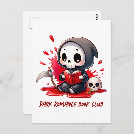 Aquarell Grill Sensenmann Buchhandlung Postkarte (Vorne/Hinten)