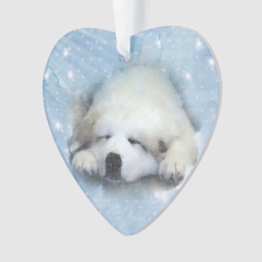 Aquarell-große Pyrenäen-Schlafenwelpe Ornament (Vorderseite)
