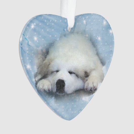 Aquarell-große Pyrenäen-Schlafenwelpe Ornament (Vorderseite)