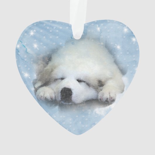 Aquarell-große Pyrenäen-Schlafenwelpe Ornament (Rückseite)