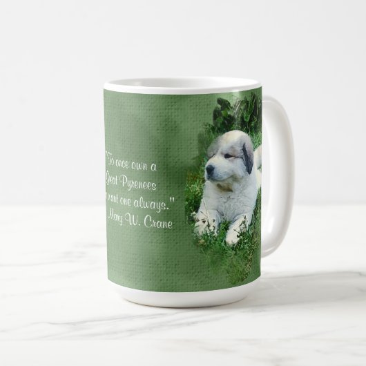 Aquarell-große Pyrenäen-Welpe - Entspannung 2 Kaffeetasse (VorderseiteRechts)