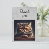 Aquarell Grumpy Grouchy Cat Kitten Pet Animal Dankeskarte (Stehend Vorderseite)