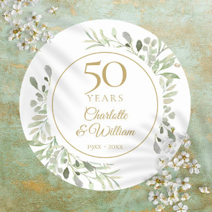 Aquarell Grün 50. Hochzeitstag Runder Aufkleber
