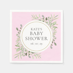 Aquarell-Grün-Babymädchen-Rosa-Dusche Serviette