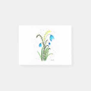 Aquarell Grün Blau Floral Rustikal Chic Farn Post-it Klebezettel