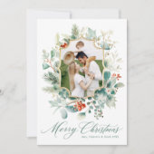 Aquarell Grün Botanik Frohe Weihnachten (Vorderseite)