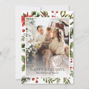 Aquarell Grün Florale Familienfoto Weihnachten