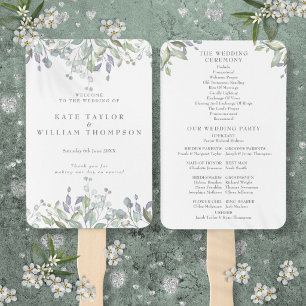 Aquarell-Grün Florales Hochzeitsprogramm Fächer