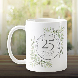 Aquarell-Grün für die 25. Hochzeitstag-Feier Kaffeetasse