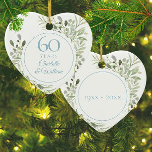 Aquarell-Grün für die 60. Hochzeitstag-Feier Keramik Ornament