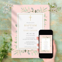 Aquarell-Grün für Taufe Christening Blush Rosa