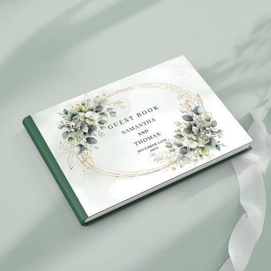 Aquarell Grün Gold Eukalyptus Gästebuch