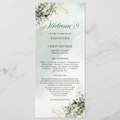 Aquarell-Grün-Gold-Hochzeitsprogramm Programm (Vorderseite)