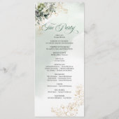 Aquarell-Grün-Gold-Hochzeitsprogramm Programm (Rückseite)
