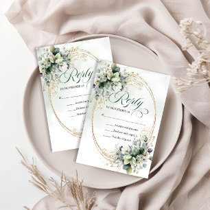 Aquarell Grün Gold Laub Hochzeit Antwort RSV