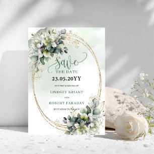 Aquarell Grün Gold Salbei Grün Save The Date