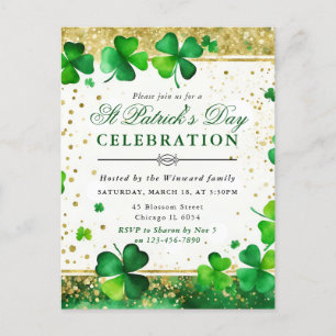 Aquarell Grün & Gold Shamrock St. Patrick's Day Postkarte