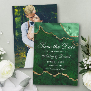 Aquarell Grün Goldmarmor Achat Geode Foto Save The Date