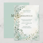 Aquarell-Grün-Hochzeit Einladung (Vorne/Hinten)