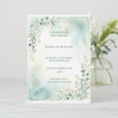 Aquarell-Grün-Hochzeit Einladung (Stehend Vorderseite)