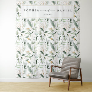 Aquarell-Grün-Hochzeitsfoto-Prop-Hintergrund Wandteppich