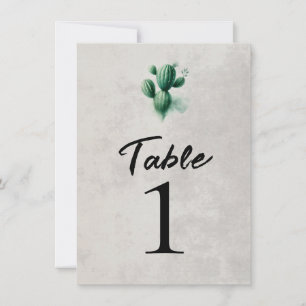 Aquarell Grün Kaktus Grau Hochzeit Tisch Nummer Einladung