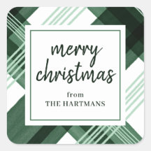 Aquarell Grün Kariert Frohe Weihnachtsbezeichnung
